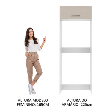 Mueble Auxiliar para Nevera Agata Blanco y Crema 83x225cm con Dos Compartimientos - BARRAS Y MUEBLES AUXILIARES | Bylmo