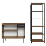 Combo Gabinete y Repisa Negro y Marron 164x180cm con Ocho Compartimientos - BARRAS Y MUEBLES AUXILIARES | Bylmo