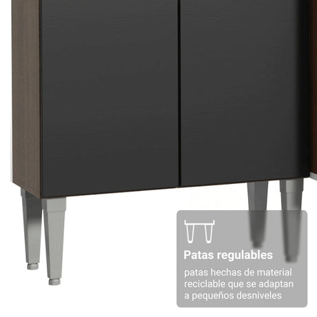 Combo Gabinete y Repisa Negro y Marron 164x180cm con Ocho Compartimientos - BARRAS Y MUEBLES AUXILIARES | Bylmo