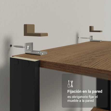 Combo Gabinete y Repisa Negro y Marron 164x180cm con Ocho Compartimientos - BARRAS Y MUEBLES AUXILIARES | Bylmo