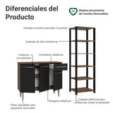 Combo Gabinete y Repisa Negro y Marron 164x180cm con Ocho Compartimientos - BARRAS Y MUEBLES AUXILIARES | Bylmo