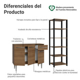 Combo Gabinete y Repisa Marron y Negro 164x180cm con Ocho Compartimientos - BARRAS Y MUEBLES AUXILIARES | Bylmo