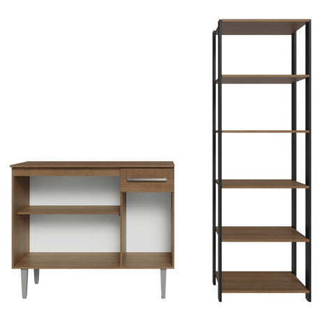 Combo Gabinete y Repisa Marron y Negro 164x180cm con Ocho Compartimientos - BARRAS Y MUEBLES AUXILIARES | Bylmo