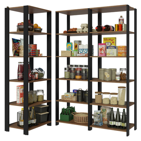 Set X 3 Muebles Organizadores de Despensa Esquinero Marron y Negro 177x180cm con Patas y con Quince Repisas - ALACENAS Y MUEBLES MICROONDAS | Bylmo