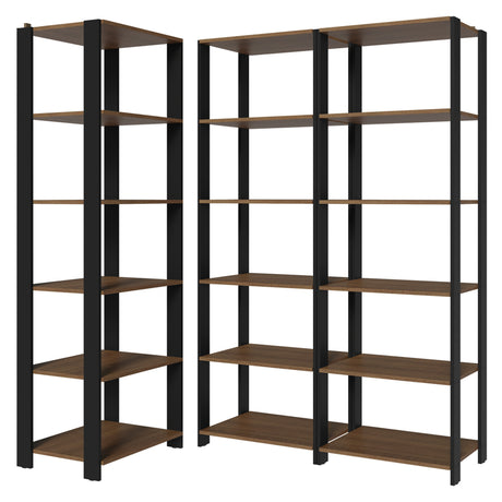 Set X 3 Muebles Organizadores de Despensa Esquinero Marron y Negro 177x180cm con Patas y con Quince Repisas - ALACENAS Y MUEBLES MICROONDAS | Bylmo