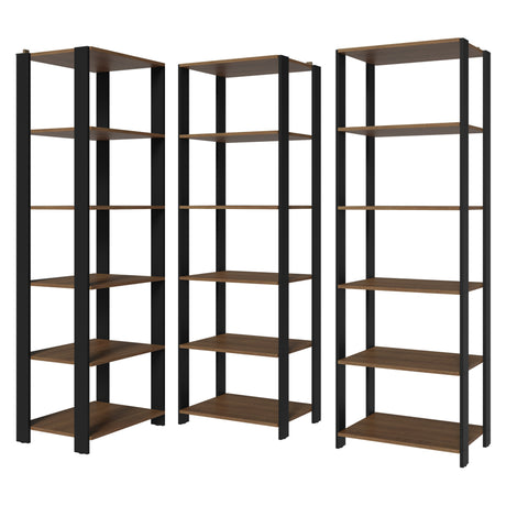 Set X 3 Muebles Organizadores de Despensa Esquinero Marron y Negro 177x180cm con Patas y con Quince Repisas - ALACENAS Y MUEBLES MICROONDAS | Bylmo