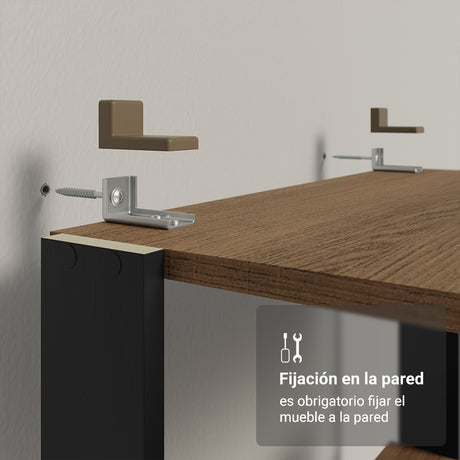 Set X 3 Muebles Organizadores de Despensa Esquinero Marron y Negro 177x180cm con Patas y con Quince Repisas - ALACENAS Y MUEBLES MICROONDAS | Bylmo