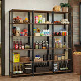 Set X 3 Muebles Organizadores de Despensa Marron y Negro 177x180cm con Patas y con Quince Repisas - ALACENAS Y MUEBLES MICROONDAS | Bylmo