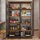 Set X 2 Muebles Organizadores de Despensa Marron y Negro 118x180cm con Patas y con Diez Repisas - ALACENAS Y MUEBLES MICROONDAS | Bylmo