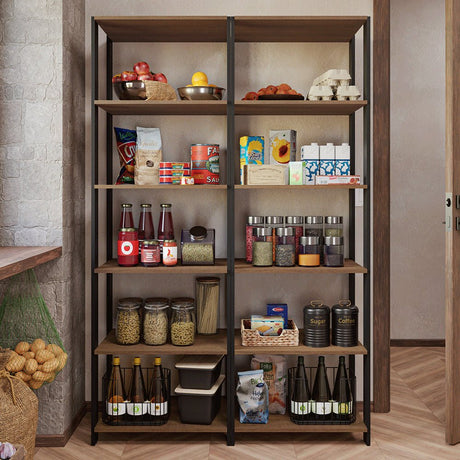 Set X 2 Muebles Organizadores de Despensa Marron y Negro 118x180cm con Patas y con Diez Repisas - ALACENAS Y MUEBLES MICROONDAS | Bylmo