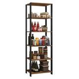 Mueble Organizador de Despensa Marron y Negro 59x180cm con Patas y con Cinco Repisas - ALACENAS Y MUEBLES MICROONDAS | Bylmo