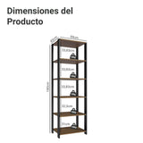 Mueble Organizador de Despensa Marron y Negro 59x180cm con Patas y con Cinco Repisas - ALACENAS Y MUEBLES MICROONDAS | Bylmo