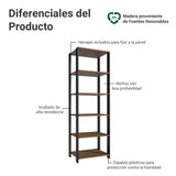 Mueble Organizador de Despensa Marron y Negro 59x180cm con Patas y con Cinco Repisas - ALACENAS Y MUEBLES MICROONDAS | Bylmo