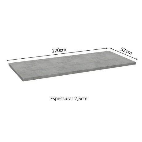 Mesón de Cocina Gris 120x52cm de Madera Aglomerada Mdp Acabado Mate sin Pozuelo - MESONES DE COCINA | Bylmo