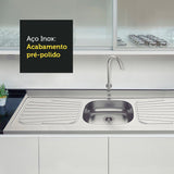Mesón de Cocina Plata 150x52.5cm de Acero Inoxidable Acabado Brillante con Pozuelo Centro - MESONES DE COCINA | Bylmo
