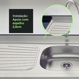 Mesón de Cocina Plata 150x52.5cm de Acero Inoxidable Acabado Brillante con Pozuelo Centro - MESONES DE COCINA | Bylmo