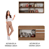 Cocina Integral Glamy Marron 150x81cm sin Mesón sin Estufa y con Dos Cajones - COCINAS | Bylmo