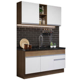 Cocina Integral Glamy Marron y Blanco 150x81cm sin Mesón sin Estufa y con Dos Cajones - COCINAS | Bylmo