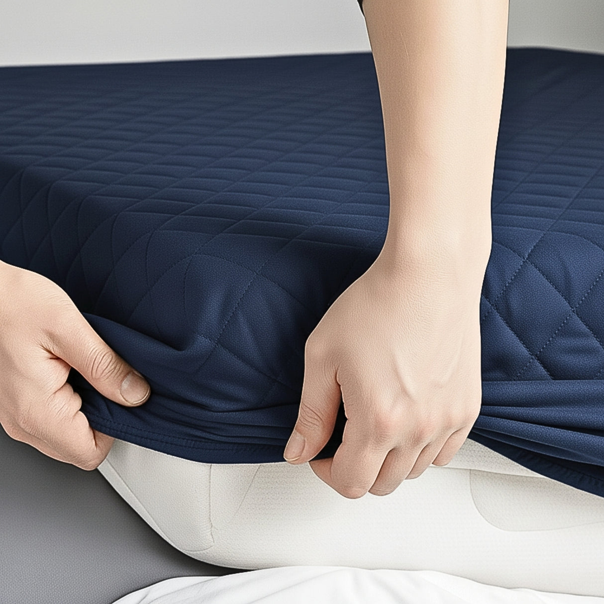 Protector de Colchón Azul Oscuro Sencillo 100 X 190 Cm Antifluido - PROTECTORES DE COLCHON | Bylmo