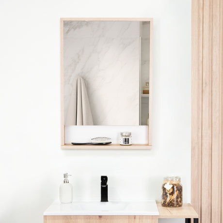 Espejo de Baño Dakar Beige Claro 46x65cm Rectangular con Marco en Madera - ESPEJOS DE BANHO | Bylmo