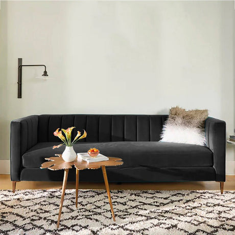 Sofá Saira Negro 200x80cm Cuero Sintetico Ecológico de Un Puesto - SOFAS Y POLTRONAS | Bylmo