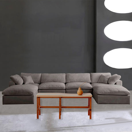 Sofá Vorrei Gris 340x80cm Cuero Sintetico Ecológico de Dos Puestos - SOFAS Y POLTRONAS | Bylmo