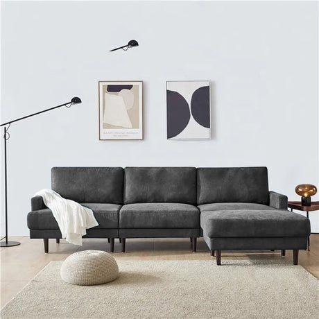 Sofá Salinas Gris 240x80cm Cuero Sintetico Ecológico de Un Puesto - SOFAS Y POLTRONAS | Bylmo