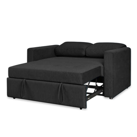 Sofá Cama Nápoles Negro 180x90cm Cuero Sintetico Ecológico de Un Puesto Reclinable con Reposapies - SOFAS Y POLTRONAS | Bylmo