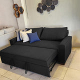 Sofá Cama Nápoles Negro 180x90cm Cuero Sintetico Ecológico de Un Puesto Reclinable con Reposapies - SOFAS Y POLTRONAS | Bylmo