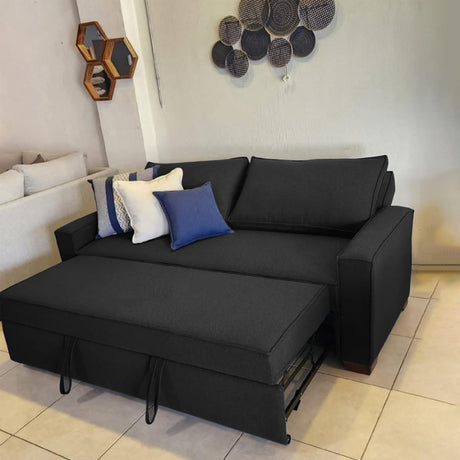 Sofá Cama Nápoles Negro 180x90cm Microfibra de Un Puesto Reclinable con Reposapies - SOFAS Y POLTRONAS | Bylmo