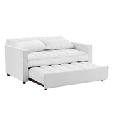 Sofá Cama Henies Blanco 180x90cm Cuero Sintetico Ecológico de Un Puesto Reclinable con Reposapies - SOFAS Y POLTRONAS | Bylmo