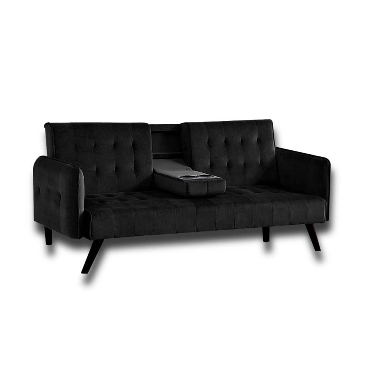 Sofá Cama Hunter Negro 200x70cm Cuero Sintetico Ecológico de Un Puesto Reclinable - SOFAS Y POLTRONAS | Bylmo