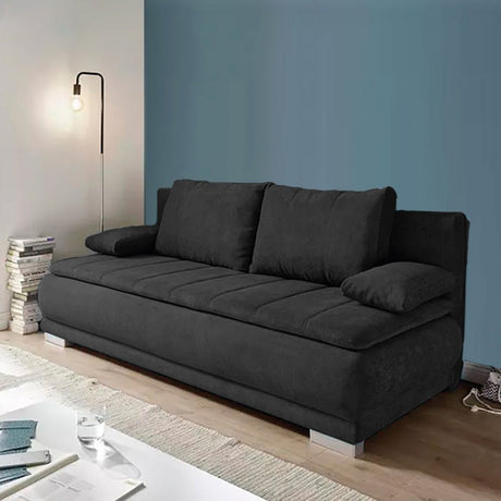 Sofá Cama Mikassa Negro 190x80cm Cuero Sintetico Ecológico de Un Puesto Reclinable - SOFAS Y POLTRONAS | Bylmo