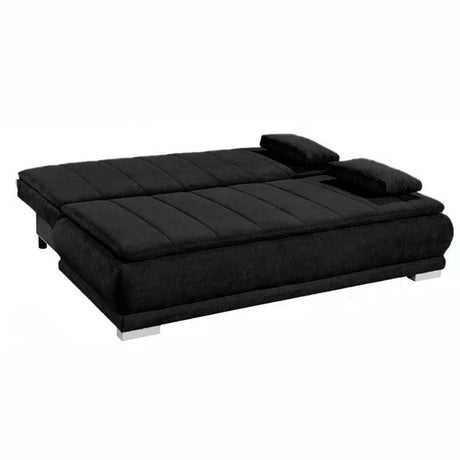 Sofá Cama Mikassa Negro 190x80cm Microfibra de Un Puesto Reclinable - SOFAS Y POLTRONAS | Bylmo