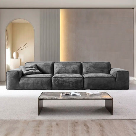 Sofá Chopper Gris 300x80cm Cuero Sintetico Ecológico de Un Puesto - SOFAS Y POLTRONAS | Bylmo