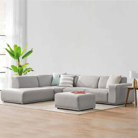 Sofá Hera Gris 260x80cm Cuero Sintetico Ecológico de Cuatro Puestos - SOFAS Y POLTRONAS | Bylmo