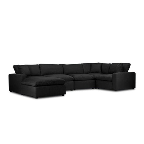 Sofá Minerva Negro 280x90cm Cuero Sintetico Ecológico de Cuatro Puestos - SOFAS Y POLTRONAS | Bylmo