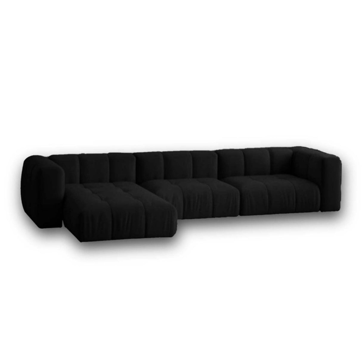 Sofá Salento Negro 260x80cm Cuero Sintetico Ecológico de Tres Puestos - SOFAS Y POLTRONAS | Bylmo