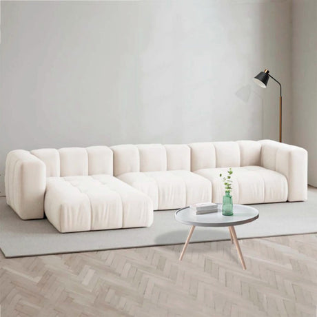 Sofá Salento Blanco 260x80cm Microfibra de Tres Puestos - SOFAS Y POLTRONAS | Bylmo