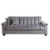 Sofá Cama Amalfi Gris 220x90cm Cuero Sintetico Ecológico de Un Puesto Reclinable - SOFAS Y POLTRONAS | Bylmo