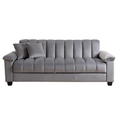 Sofá Cama Amalfi Gris 220x90cm Cuero Sintetico Ecológico de Un Puesto Reclinable - SOFAS Y POLTRONAS | Bylmo