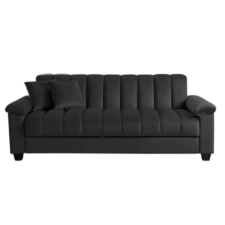 Sofá Cama Amalfi Negro 220x90cm Cuero Sintetico Ecológico de Un Puesto Reclinable - SOFAS Y POLTRONAS | Bylmo