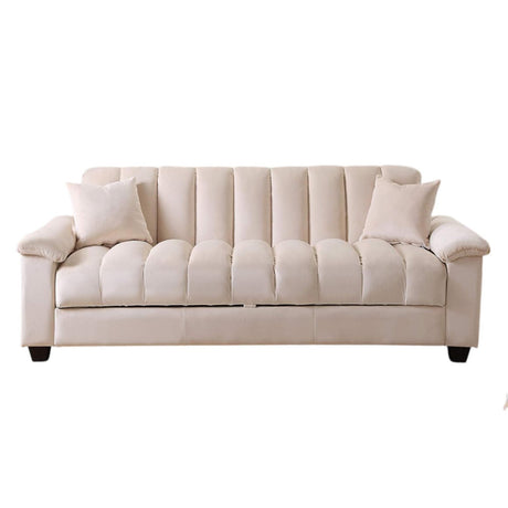 Sofá Cama Amalfi Blanco 220x90cm Cuero Sintetico Ecológico de Un Puesto Reclinable - SOFAS Y POLTRONAS | Bylmo