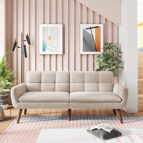 Sofá Cama Olmo Blanco 180x90cm Cuero Sintetico Ecológico de Dos Puestos Reclinable - SOFAS Y POLTRONAS | Bylmo
