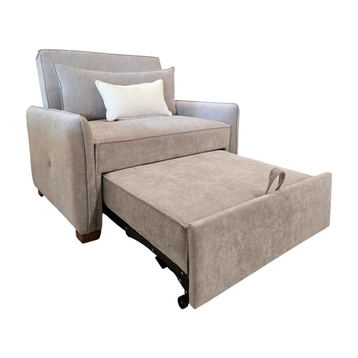 Sofá Cama Luxe Gris 180x90cm Cuero Sintetico Ecológico de Un Puesto Reclinable con Reposapies - SOFAS Y POLTRONAS | Bylmo