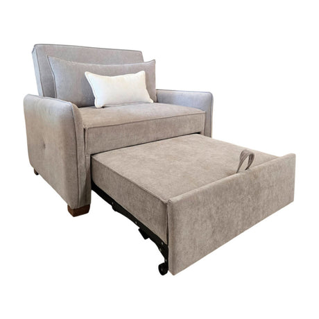 Sofá Cama Luxe Gris 180x90cm Cuero Sintetico Ecológico de Un Puesto Reclinable con Reposapies - SOFAS Y POLTRONAS | Bylmo