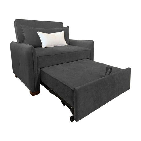 Sofá Cama Luxe Negro 180x90cm Microfibra de Un Puesto Reclinable con Reposapies - SOFAS Y POLTRONAS | Bylmo
