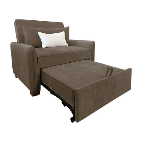 Sofá Cama Luxe Café 180x90cm Cuero Sintetico Ecológico de Un Puesto Reclinable con Reposapies - SOFAS Y POLTRONAS | Bylmo