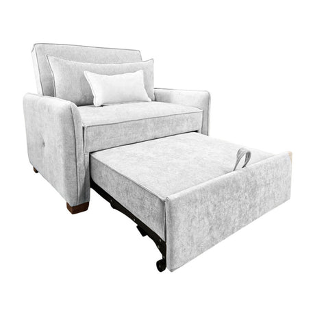 Sofá Cama Luxe Blanco 180x90cm Cuero Sintetico Ecológico de Un Puesto Reclinable con Reposapies - SOFAS Y POLTRONAS | Bylmo