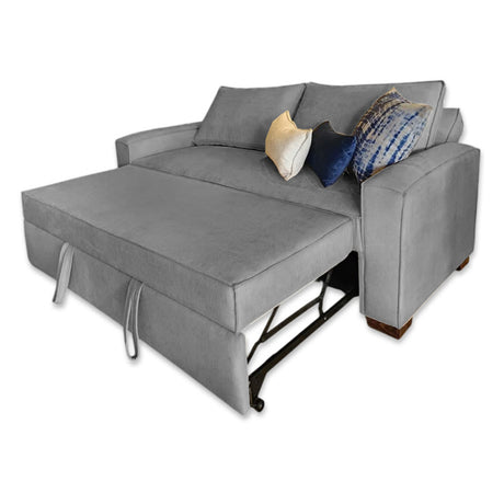 Sofá Cama Majestic Gris 180x90cm Cuero Sintetico Ecológico de Un Puesto Reclinable con Reposapies - SOFAS Y POLTRONAS | Bylmo